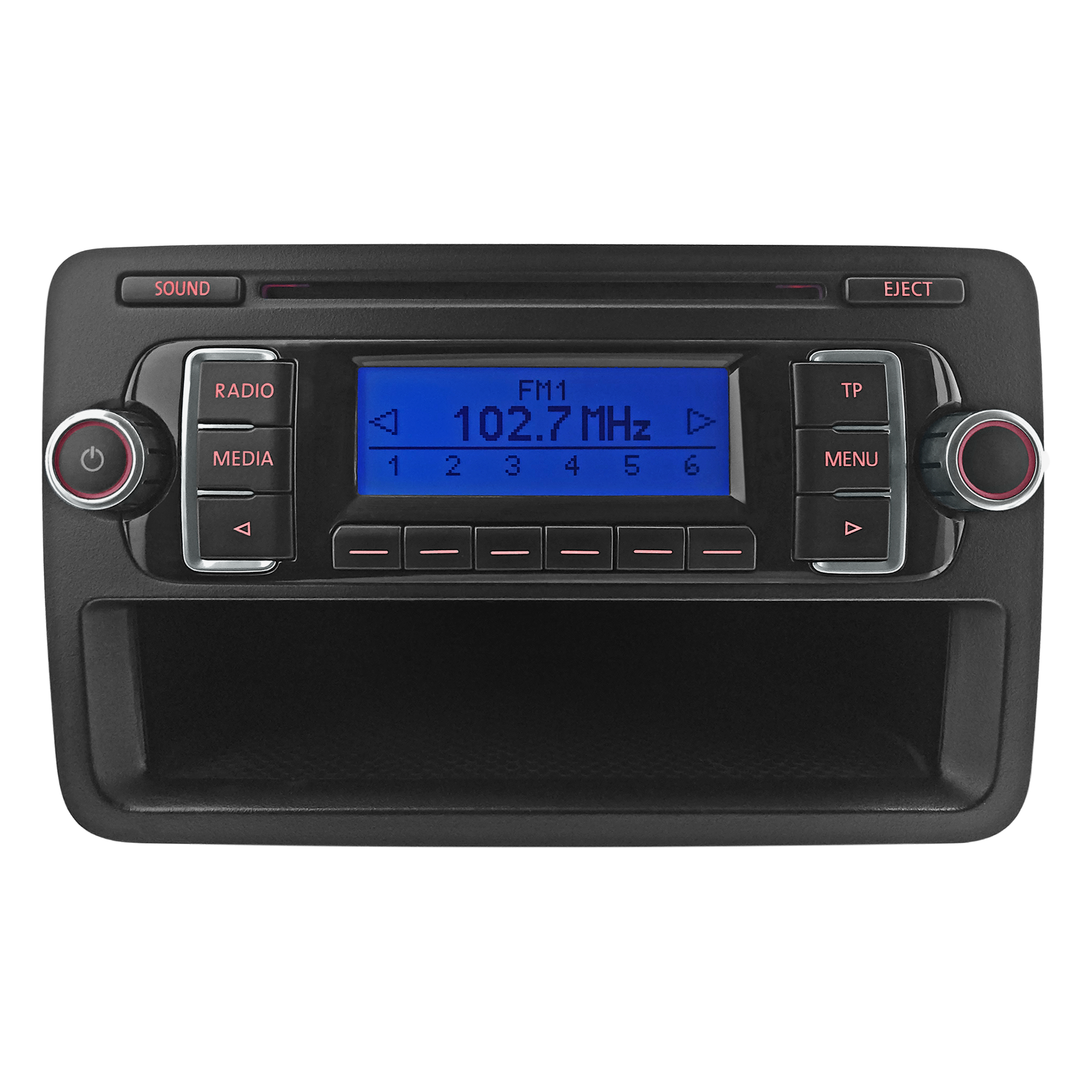 Volkswagen Rcd 210 Mp3 Cd Player Car Radio Blue Screen Pocket Front.Png